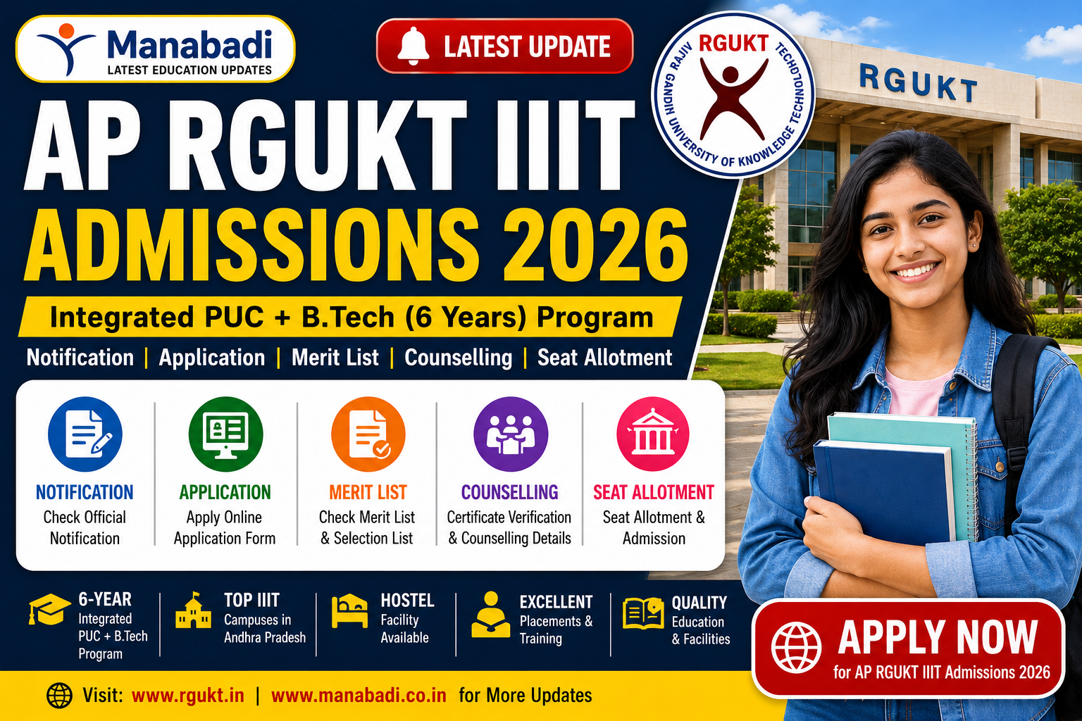 AP RGUKT IIIT Admissions 2026: Notification, Apply Online for 6-Year ...