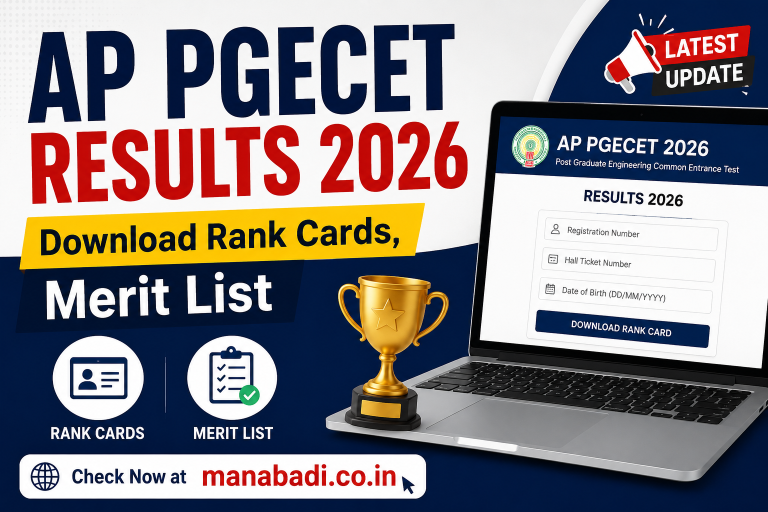 AP PGECET Results 2026 Out: Download Rank Cards, Merit List & Cutoff at manabadi.co.in