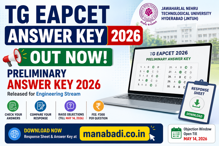 TG EAPCET Answer Key 2026 Out: Final Answer Key 2026 Released, Download at manabadi.co.in