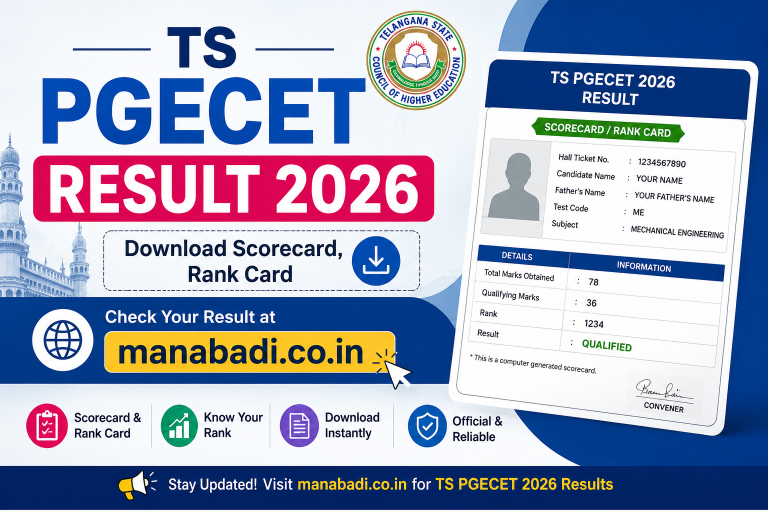 TS PGECET Result 2026 Out: Download Scorecard, Rank Card at manabadi.co.in