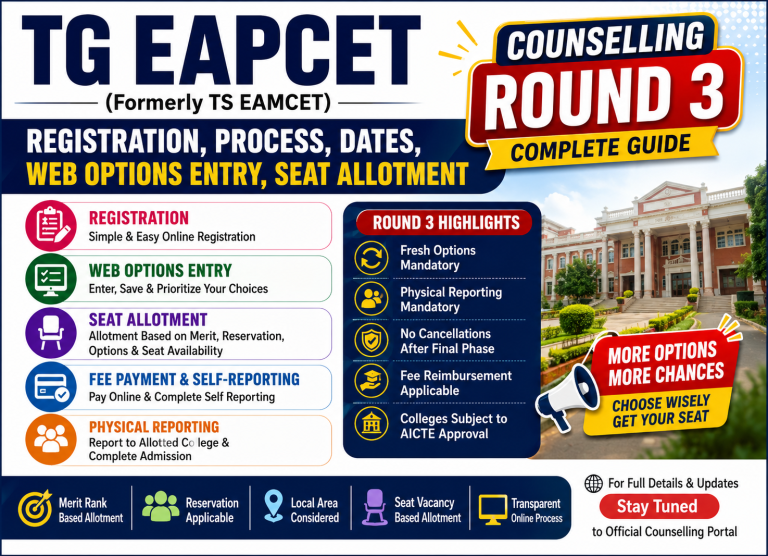 TG EAPCET 2026 Final Phase Allotment OUT: Internal Sliding Dates, Spot Admissions & Latest Updates