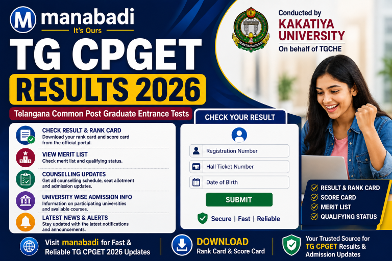 TG CPGET Results 2026 Out: Download Rank Card, Merit List, Score Card at Manabadi