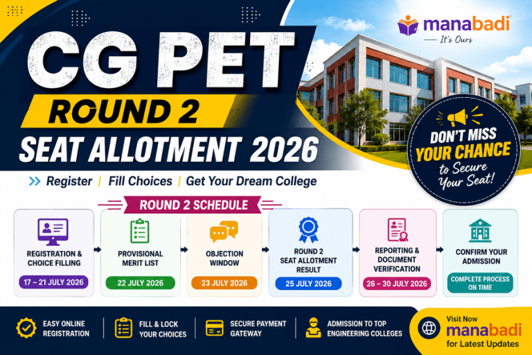 CG PET Round 2 Counselling 2026 Registration Ends Today; Check Merit List & Seat Allotment Dates