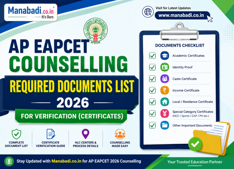 AP EAPCET Counselling Required Documents List 2026 for Verification at manabadi