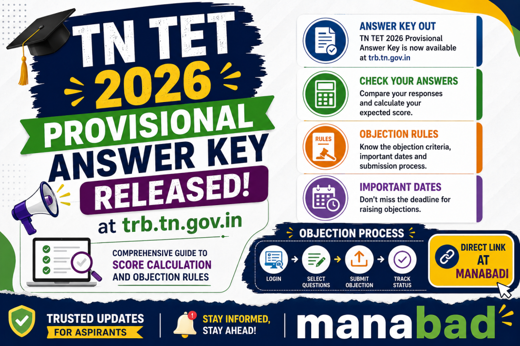 `TNTET Answer Key 2026 Manabadi: Paper 1 & 2 Key PDF Download Guide`